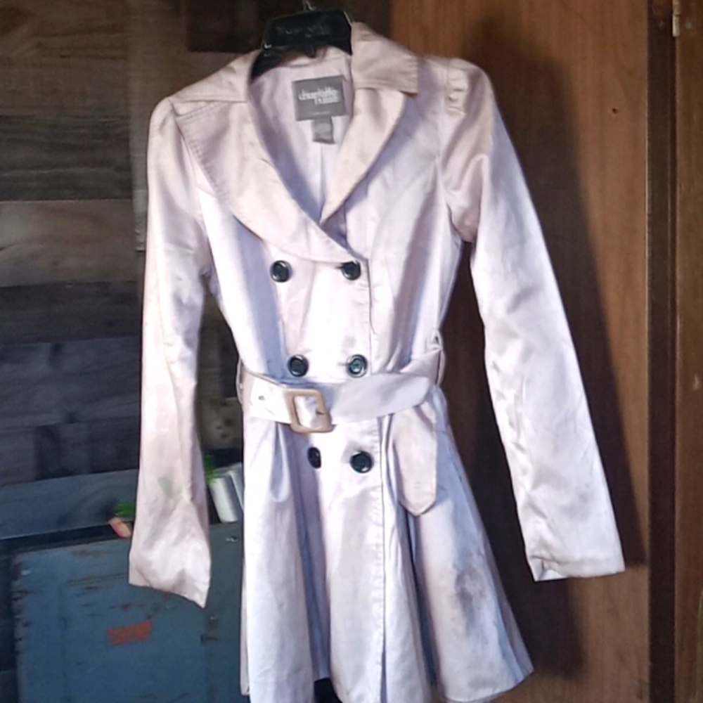 Metallica silver girls trench peacoat